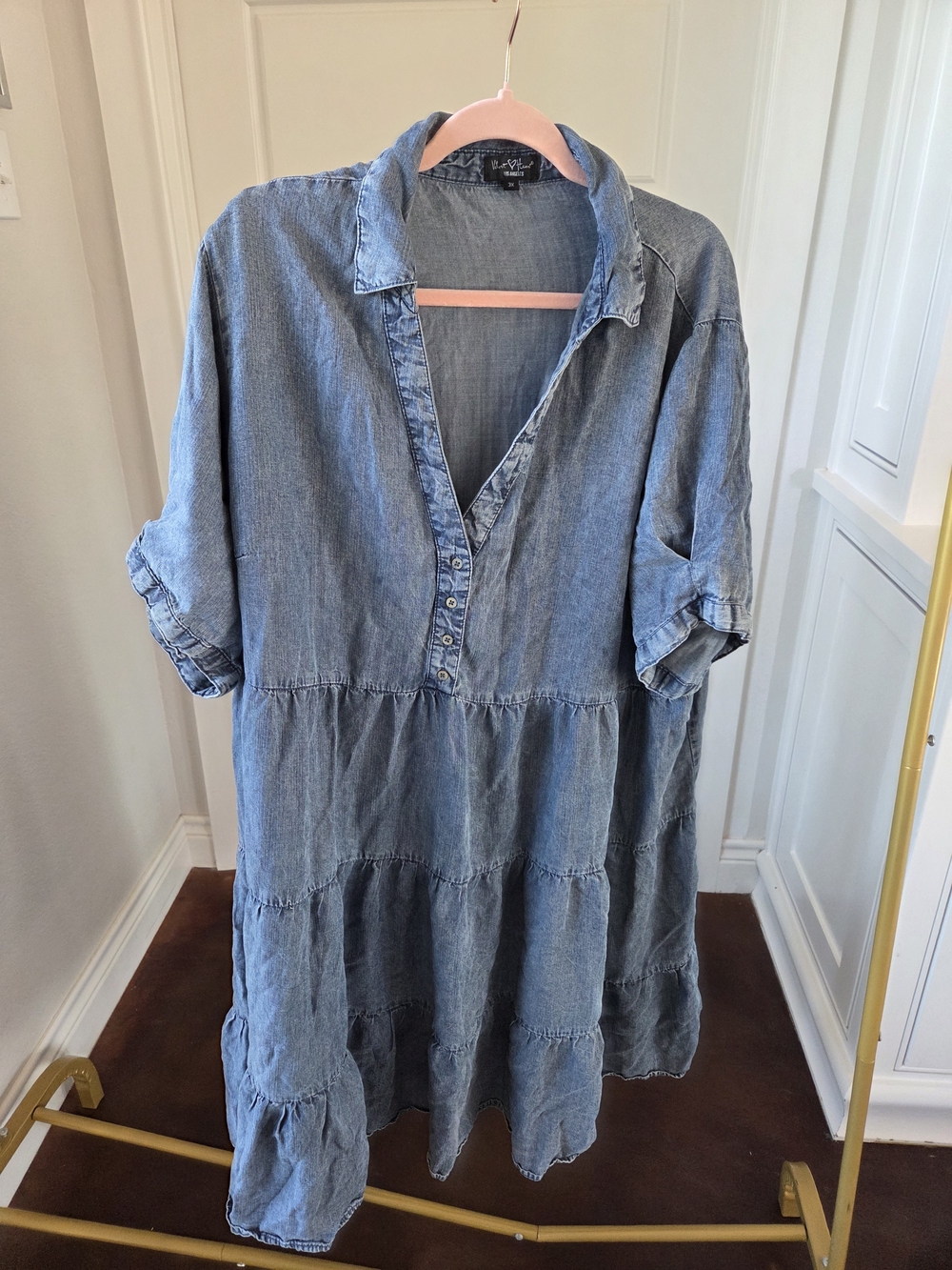 Velvet Heart Denim Blue Tiered Button-Front Dress